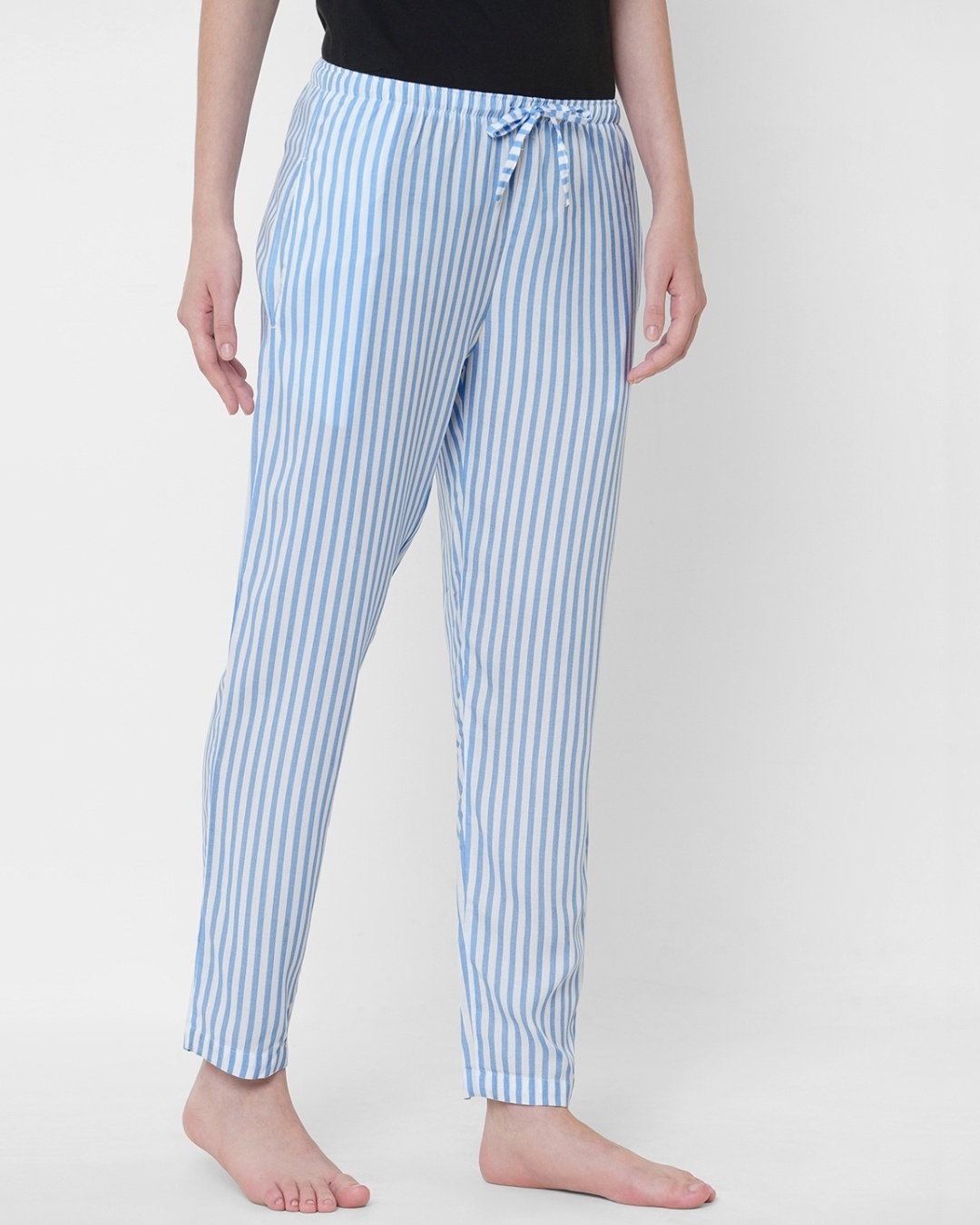 Shop Women's Blue Striped Lounge Pants-Full