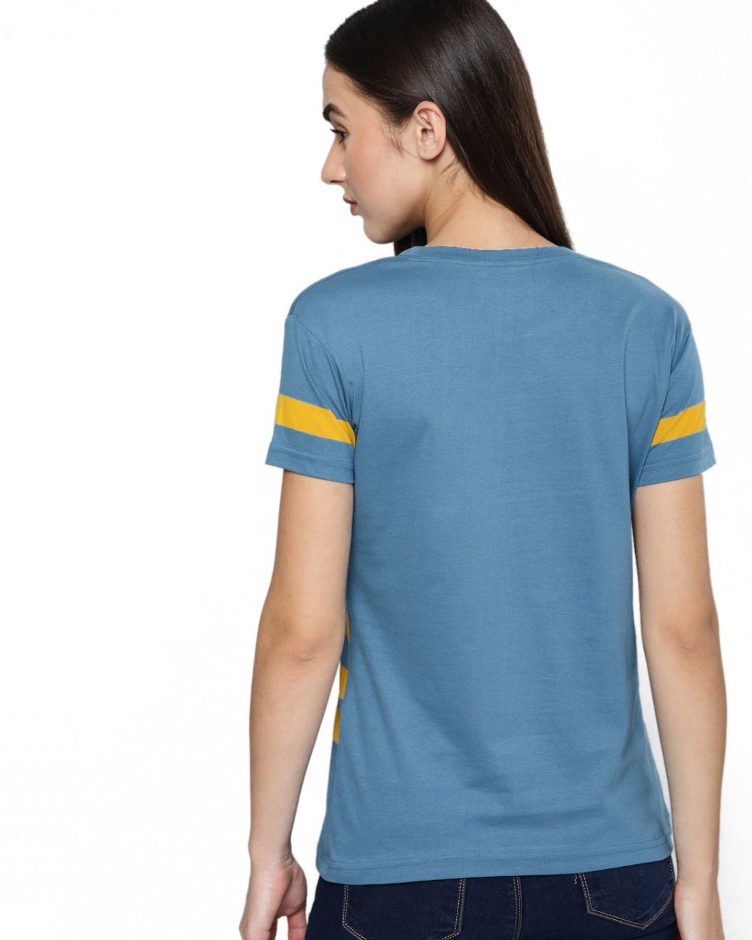 Shop Women's Blue Striped T-shirt-Back