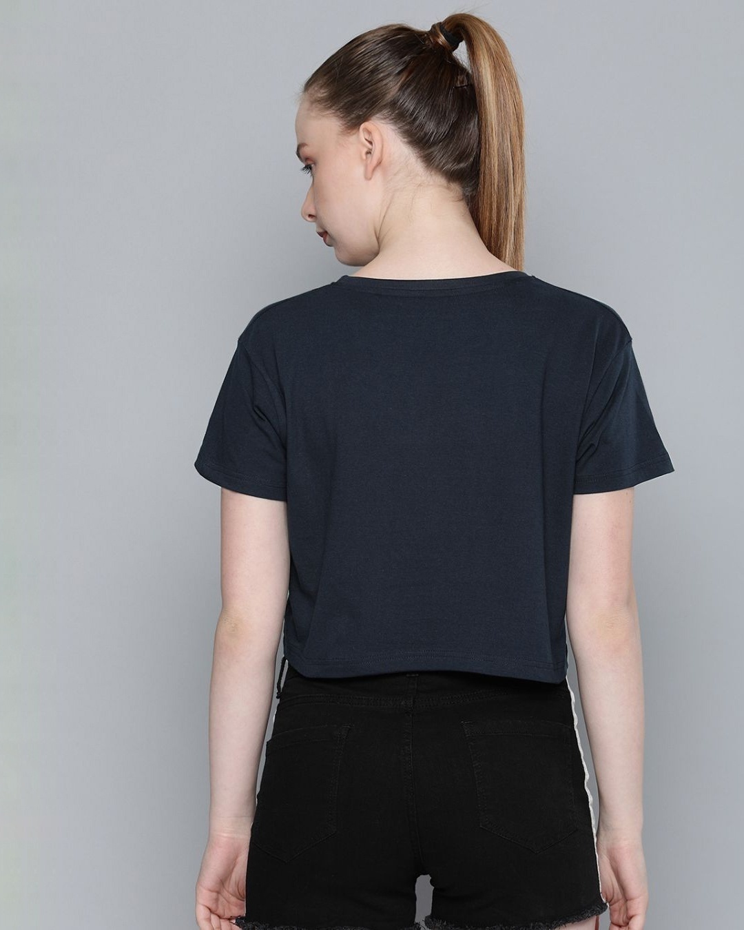 Shop Women's Blue Typography T-shirt-Back