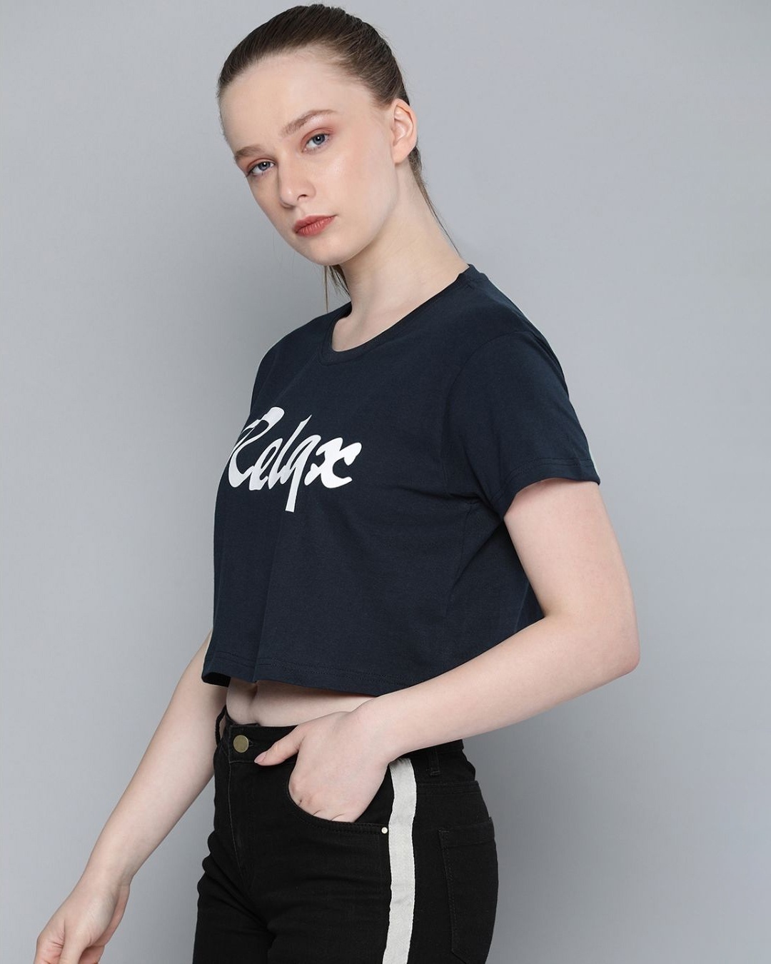Shop Women's Blue Typography T-shirt-Design