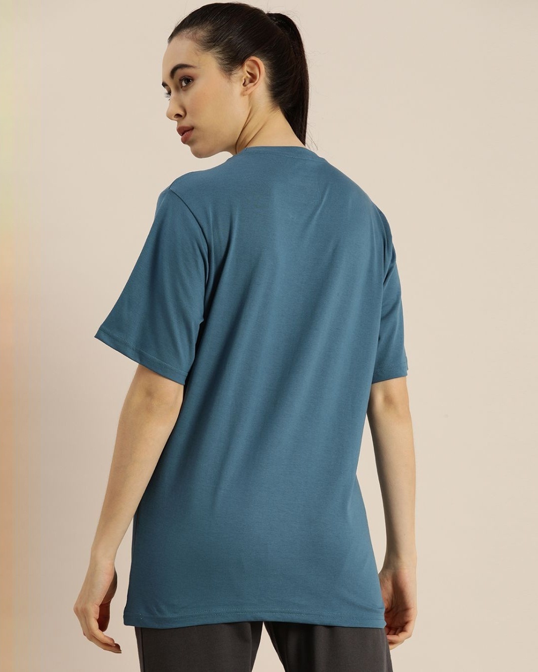 Shop Women's Blue Typography T-shirt-Back