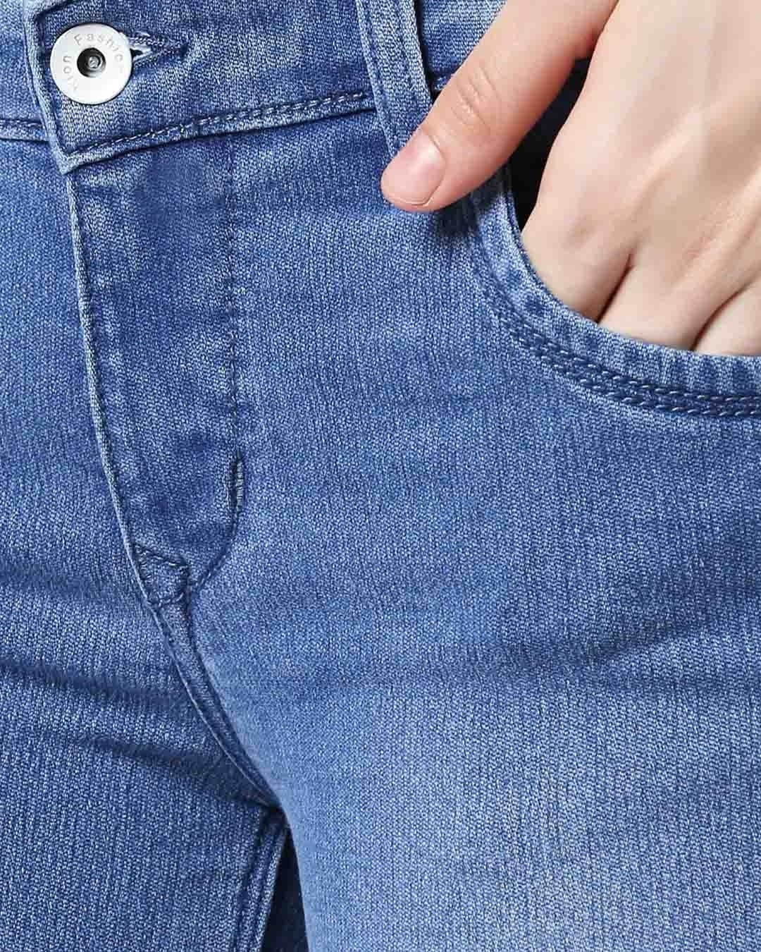 Shop Women's Blue Washed Slim Fit Mid Waist Jeans