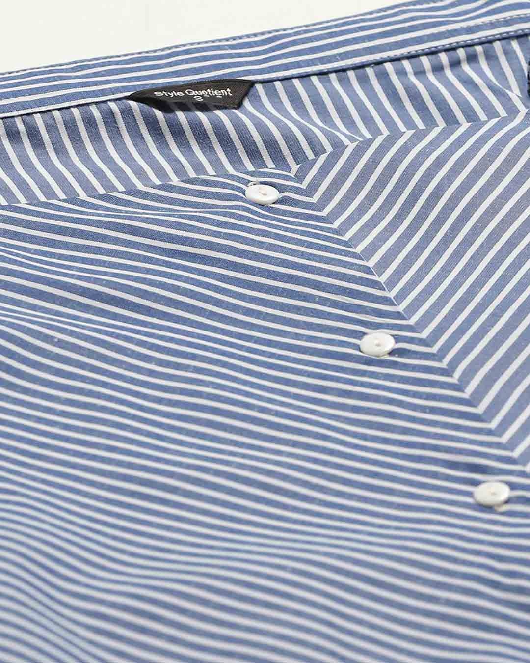 Shop Women's Blue & White Striped A Line Shirt Dress