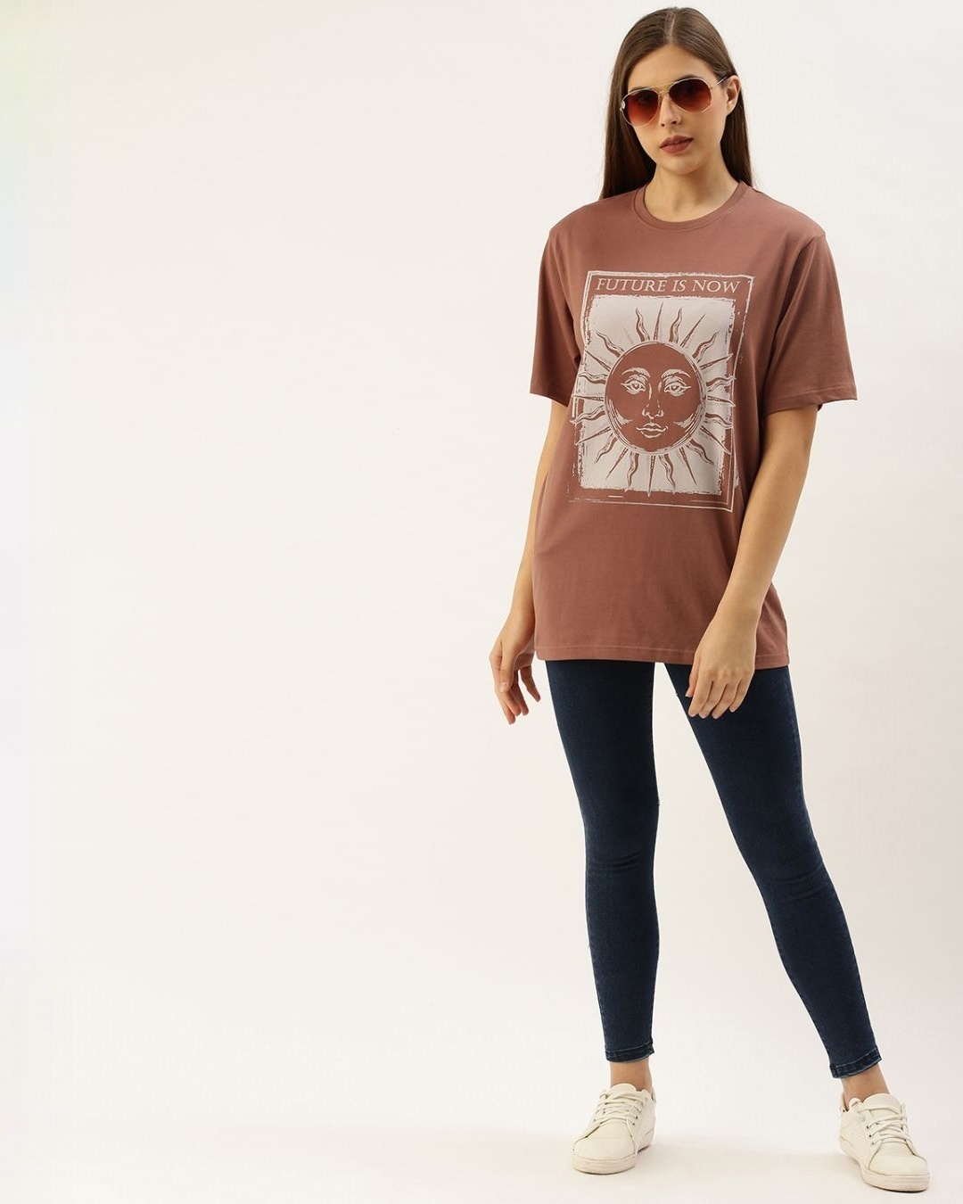 Shop Women's Brown Graphic Print T-shirt