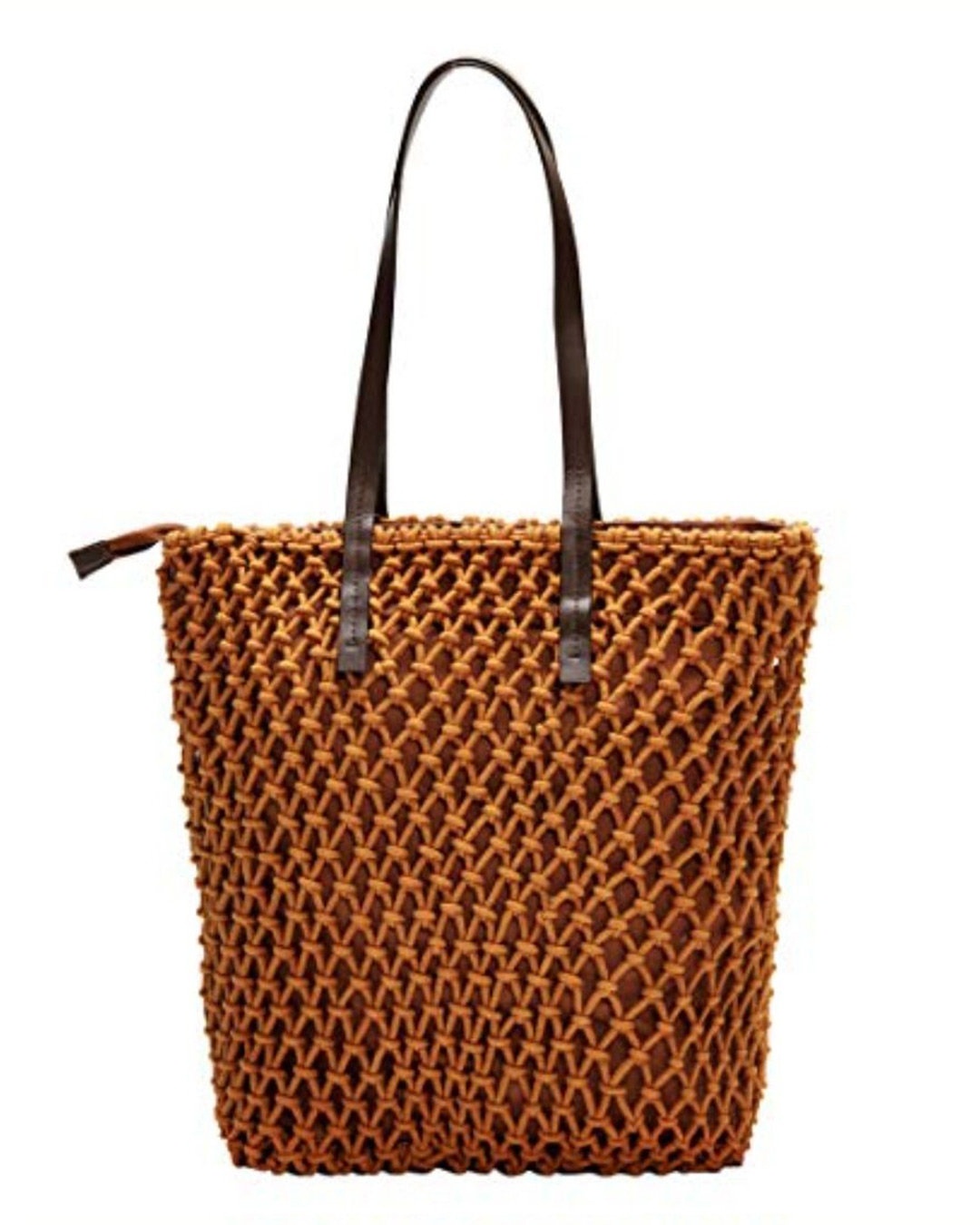 Shop Women's Brown Mellow Macrame Tote Bag-Front