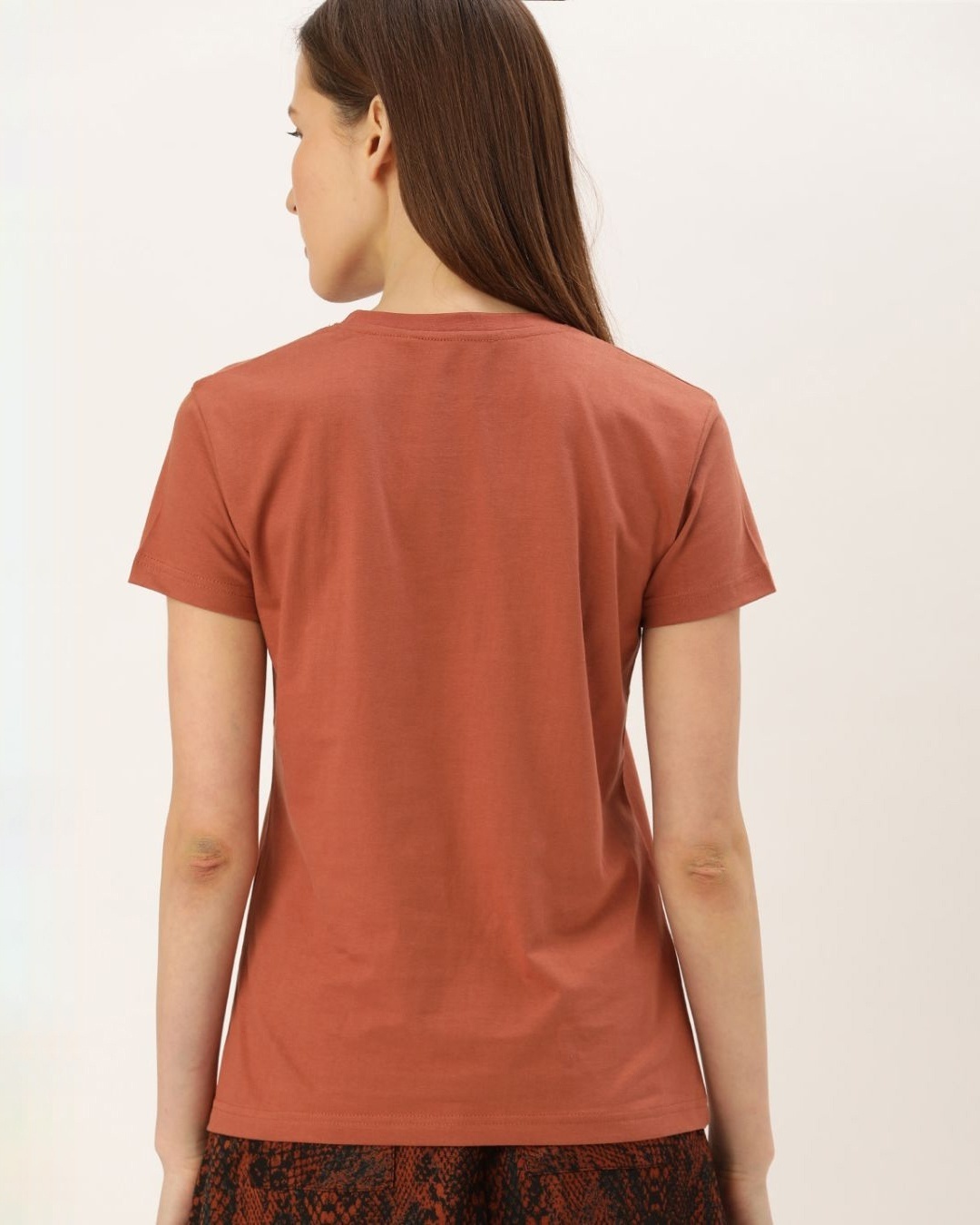 Shop Women's Brown Solid T-shirt-Back