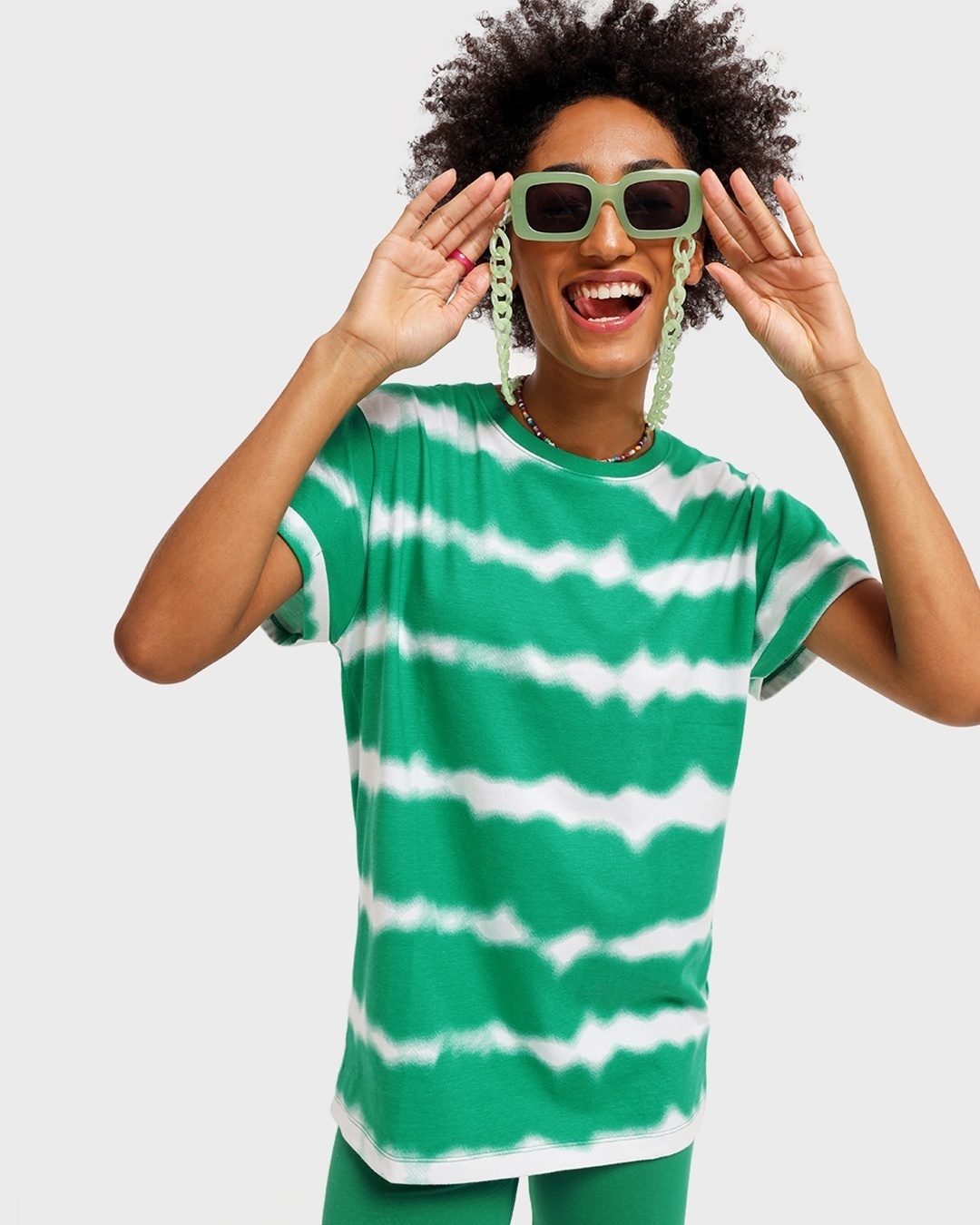 Shop Women's Bubble Gum Tie & Dye Boyfriend T-shirt-Front