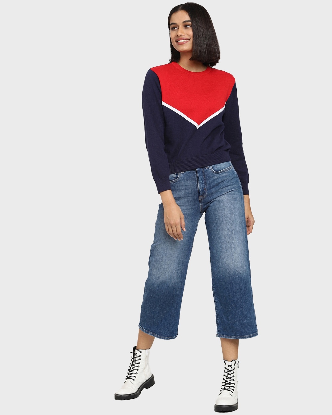 Shop Women's Color Block Flat Knit Sweater-Full