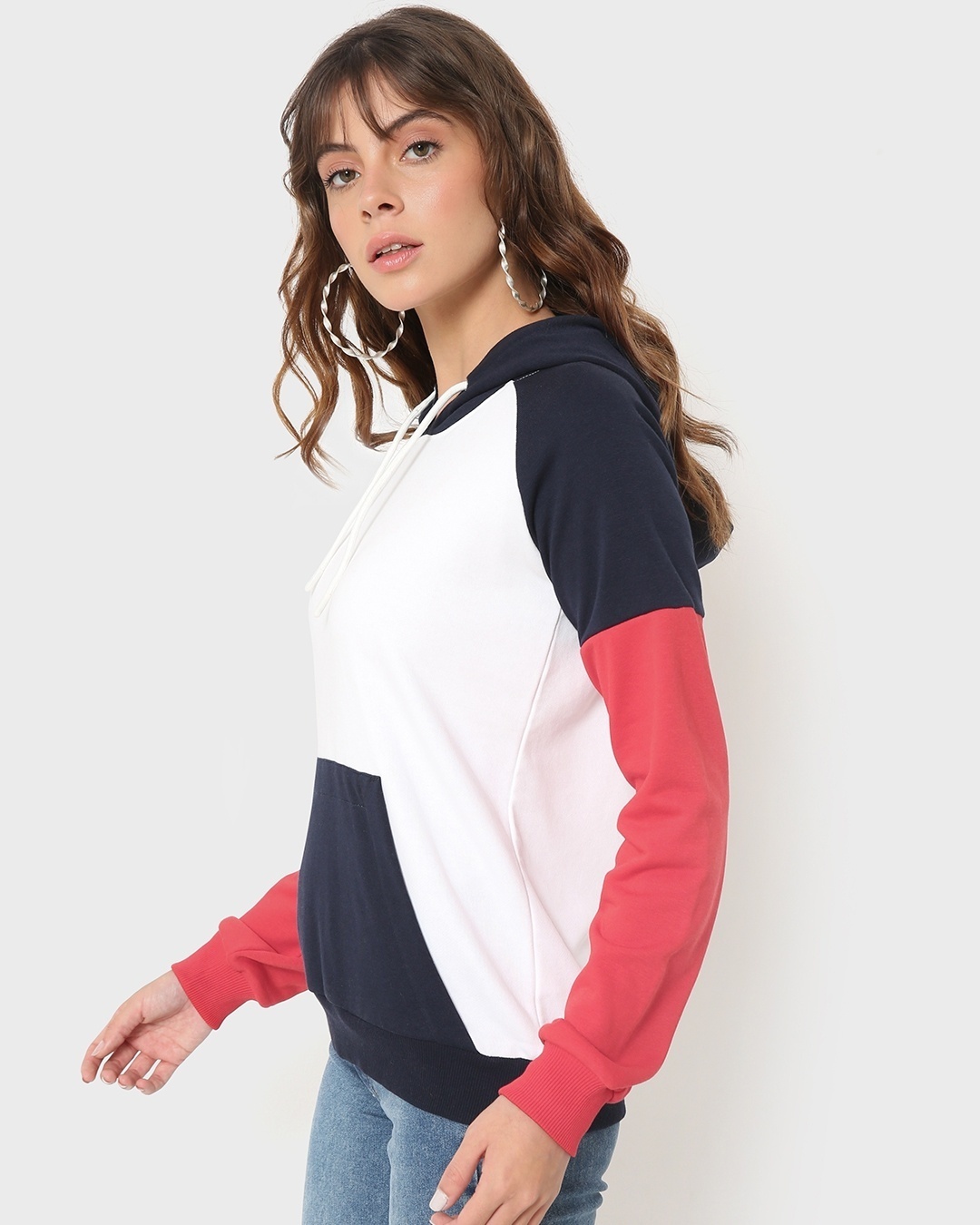 Shop Women's Color Block Hoodie Sweatshirt-Back