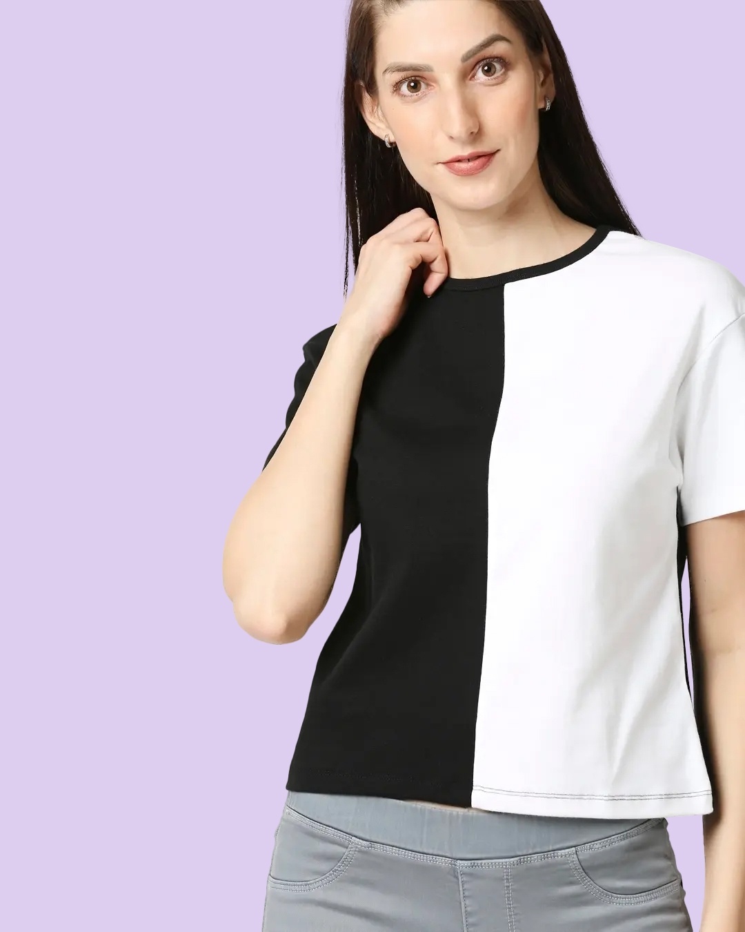 Shop Women's Color Block Rib T-Shirt-Front