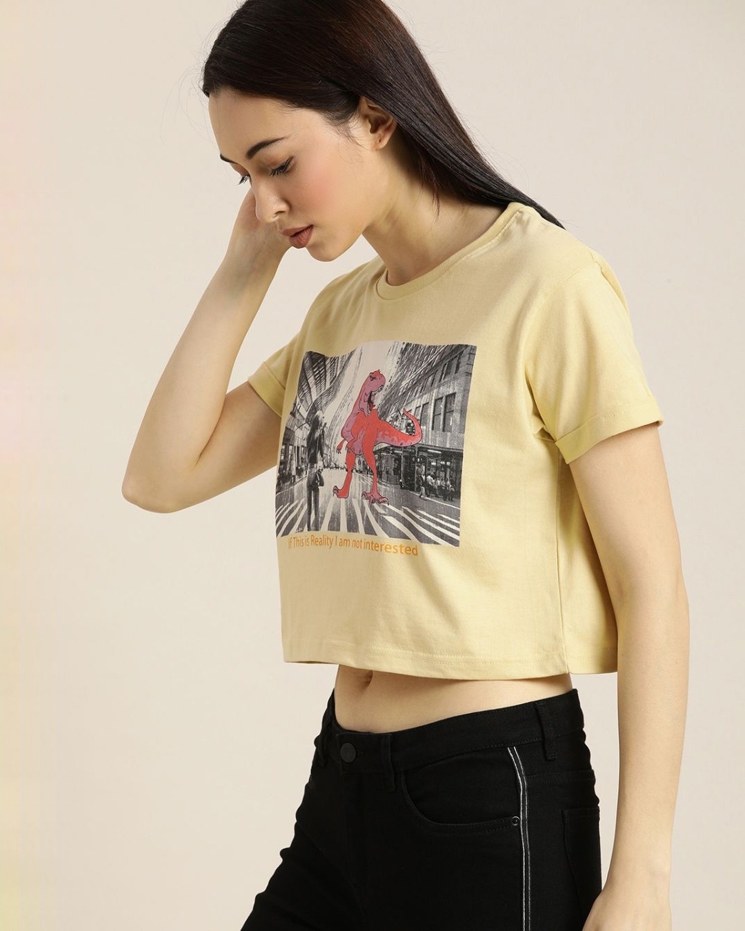Shop Women's Cream Graphic Print T-shirt-Design
