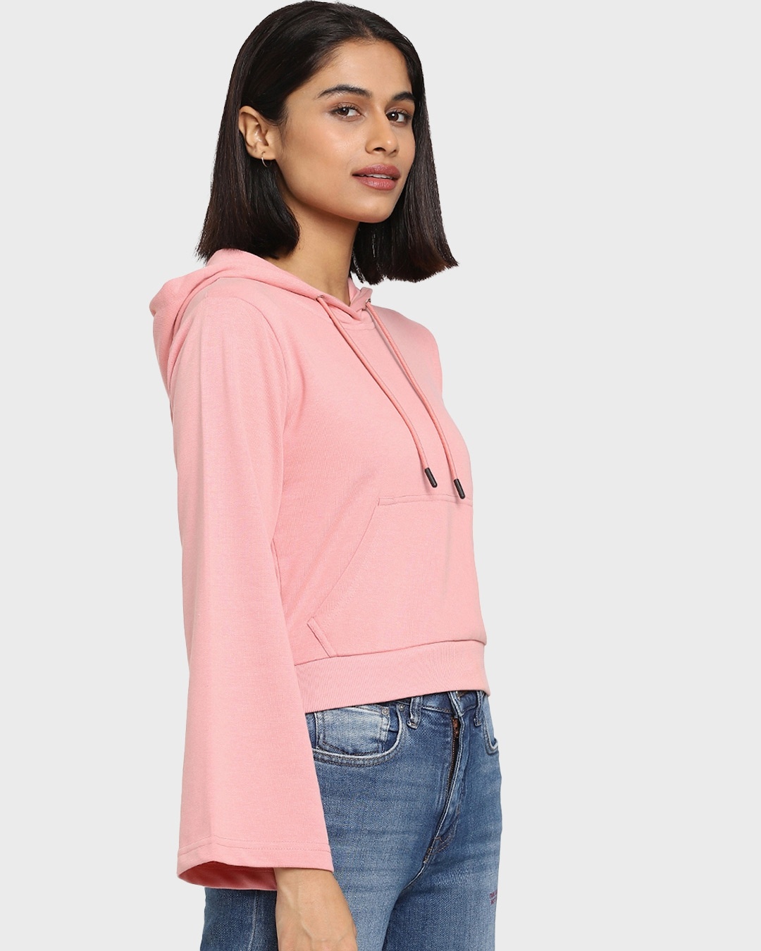 Shop Women's Dusty Pink Flare Sleeve Hoodie-Back