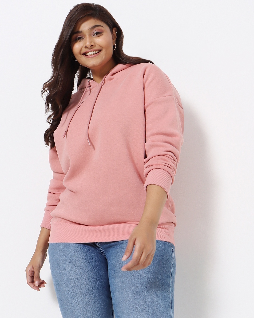 Shop Women's Dusty Pink Plus Size Oversized Hoodie-Front
