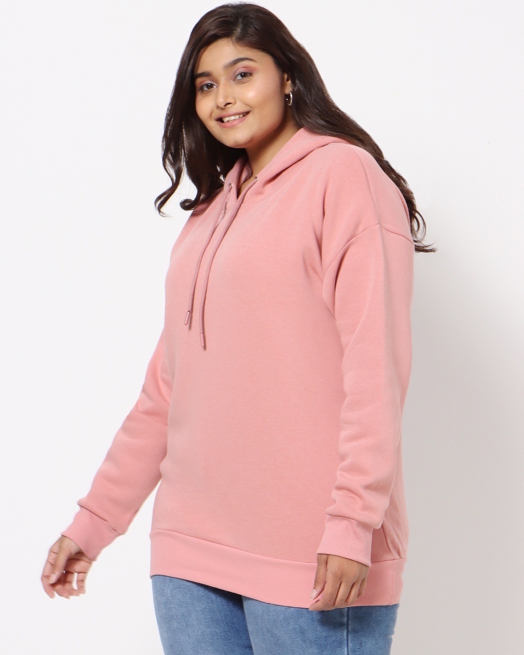 Shop Women's Dusty Pink Plus Size Oversized Hoodie-Back