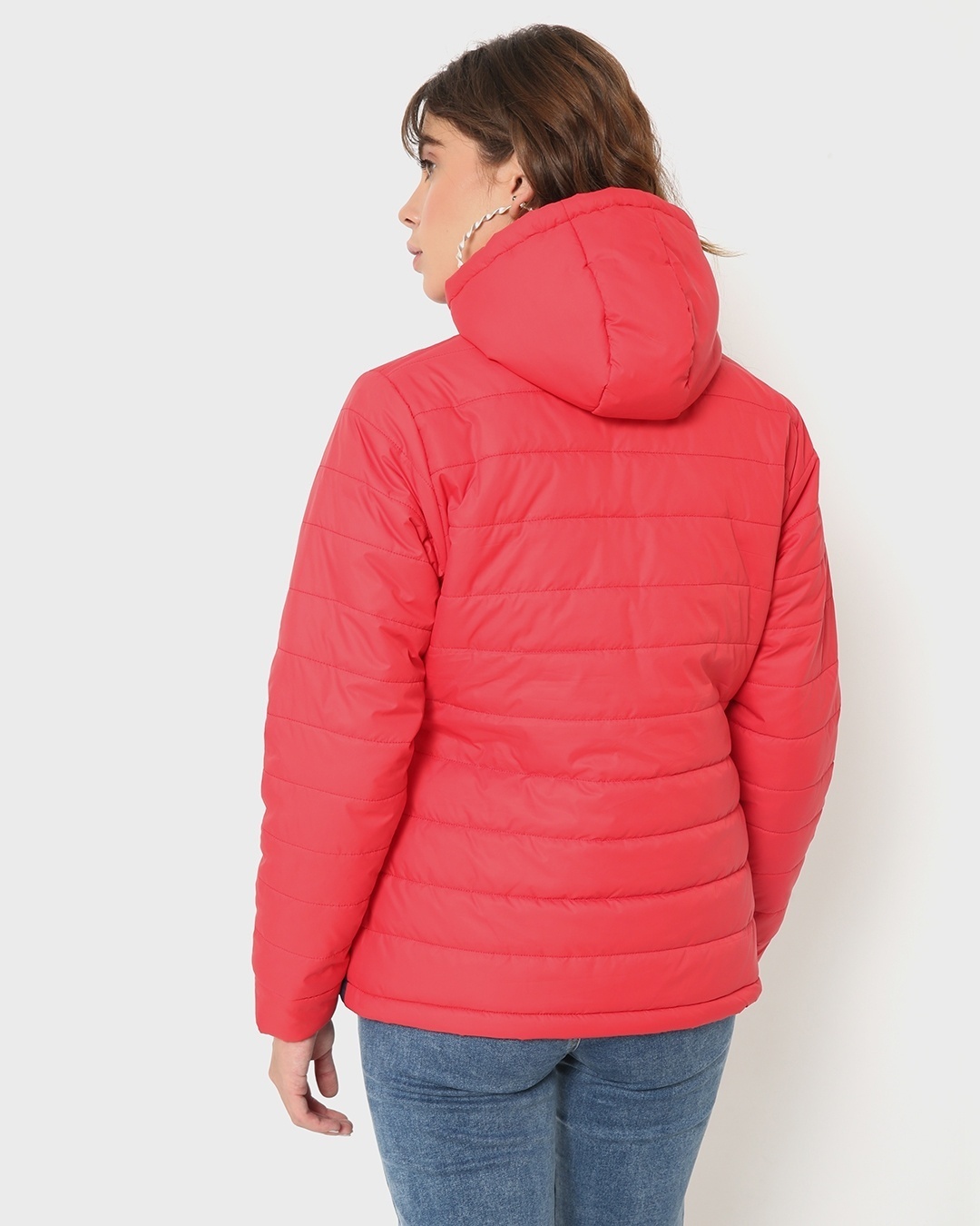 Shop Women's Fashion Color Block Winter Puffer Jacket-Full