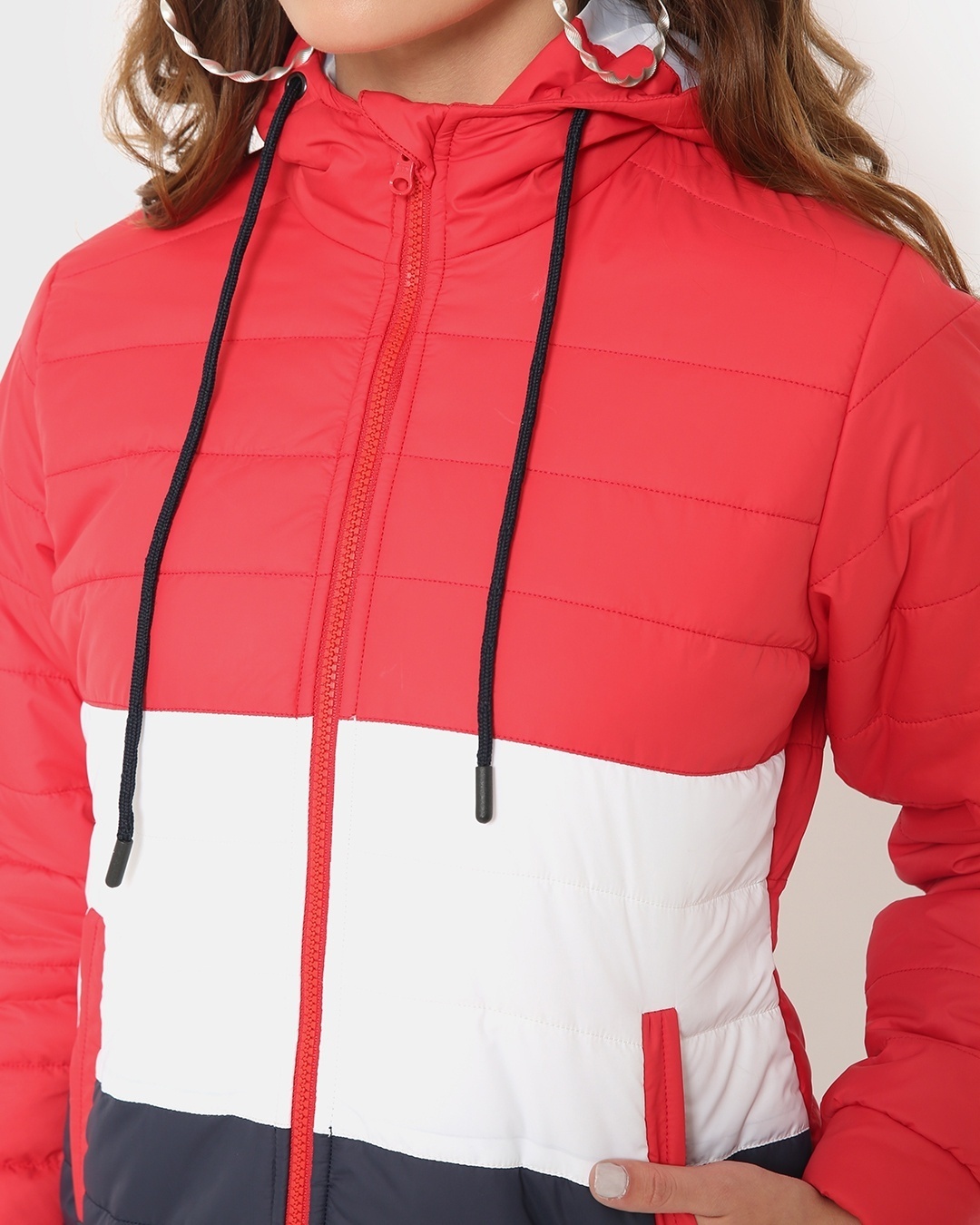 Shop Women's Fashion Color Block Winter Puffer Jacket