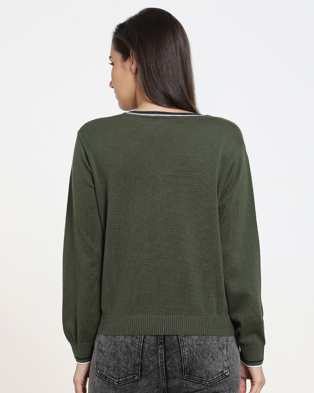 Shop Women's Flat Knit Olive Sweater-Design