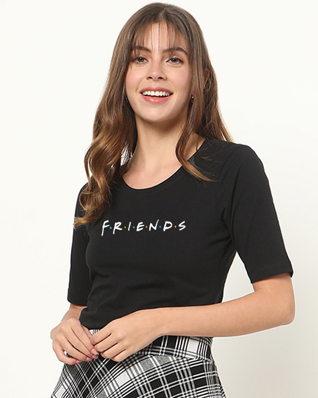 Shop Women's Friends logo (FRL) Elbow Sleeve T-shirt-Front