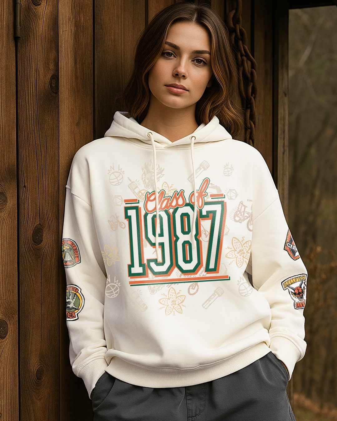 Women's Gardenia Class Of 1987 Graphic Printed Oversized Hoodies