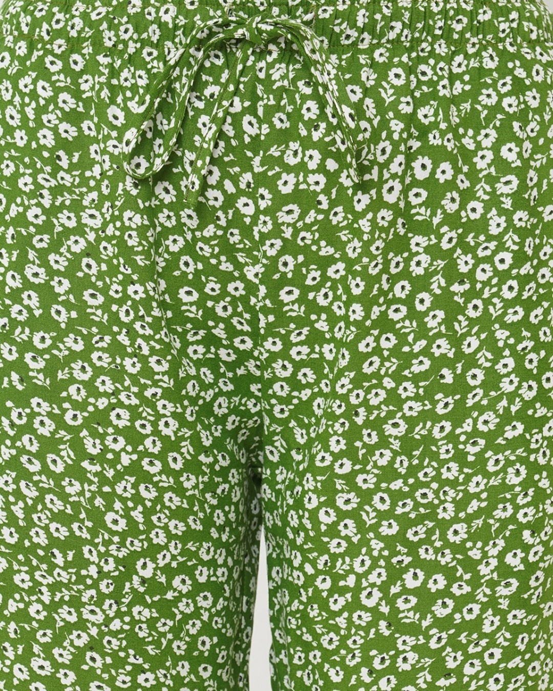 Shop Women's Green All Over Floral Printed Lounge Pants