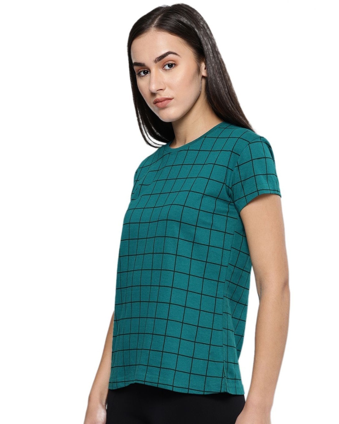 Shop Women's Green Checkered T-shirt-Design