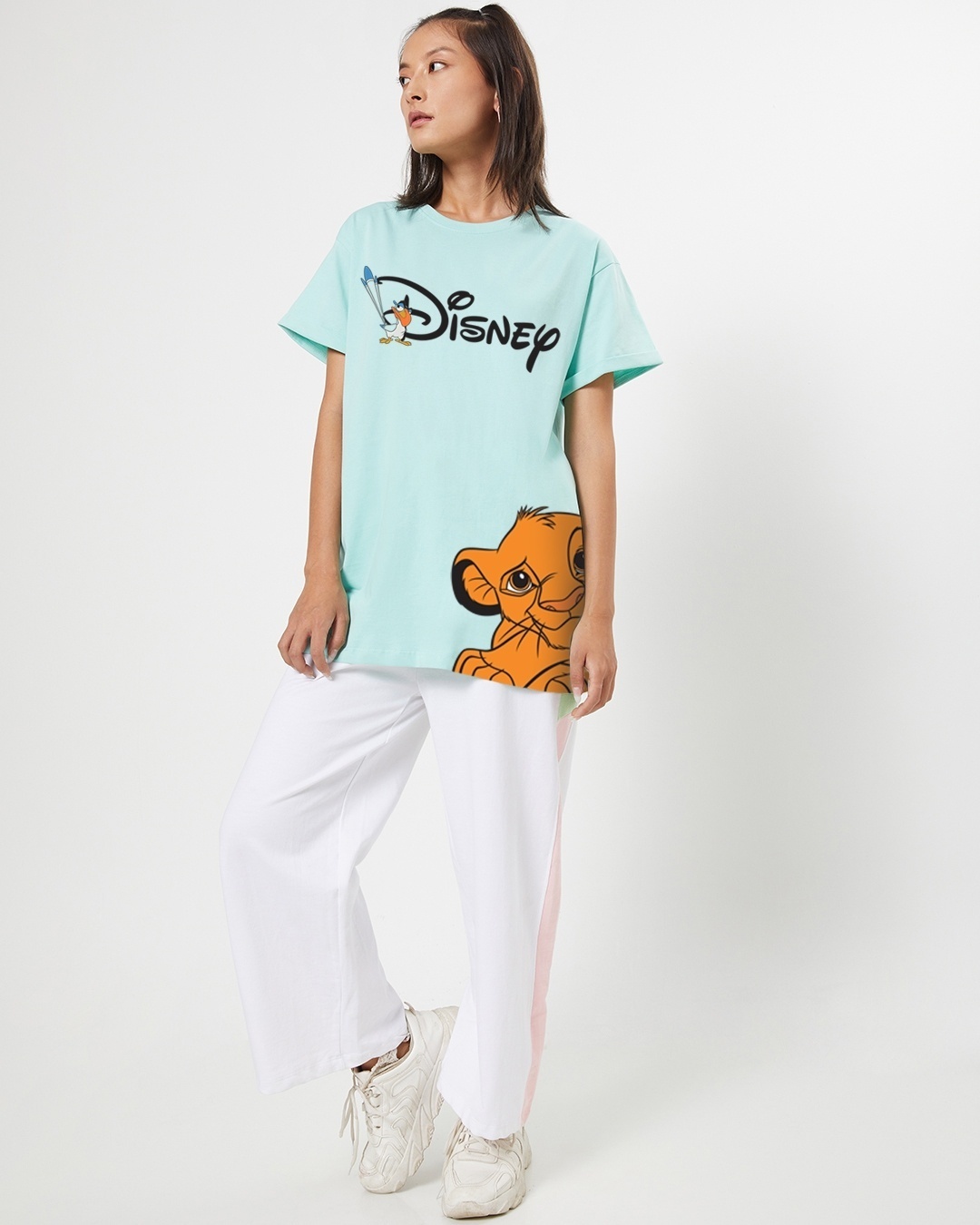 Shop Women's Green Disney Typography Boyfriend T-shirt-Design