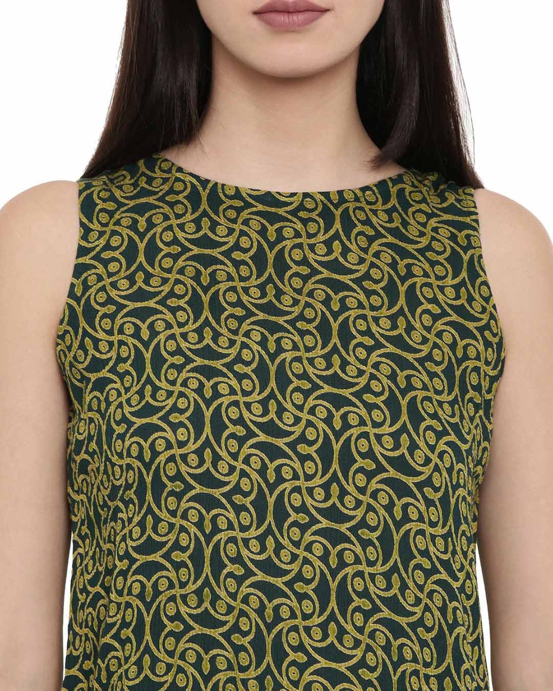 Shop Women's Green Floral Print Sleeveless Top
