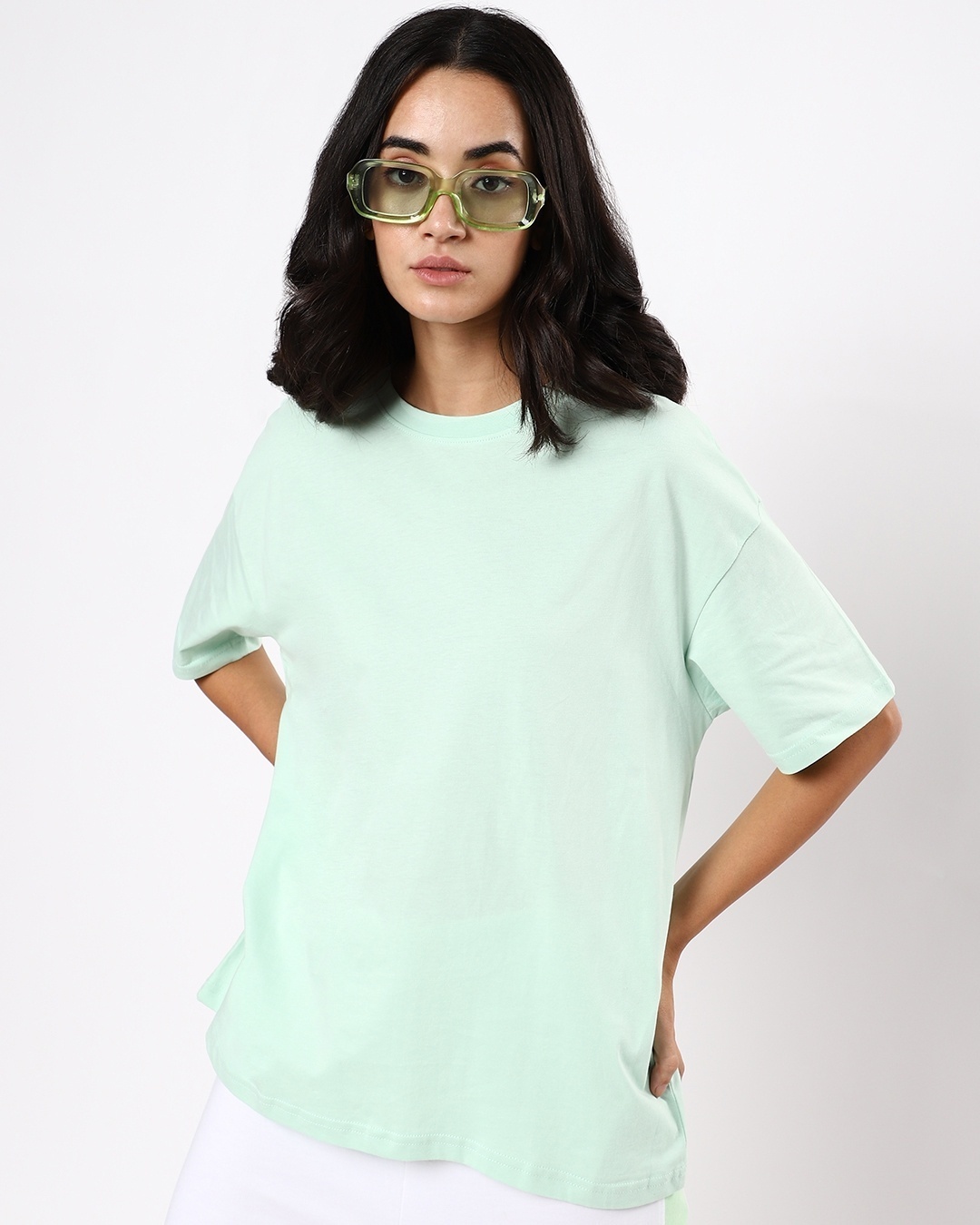 Shop Women's Green Oversized Fit T-shirt-Front