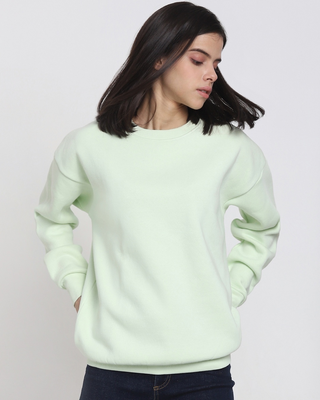 Buy Women's Green Oversized Sweatshirt Online at Bewakoof