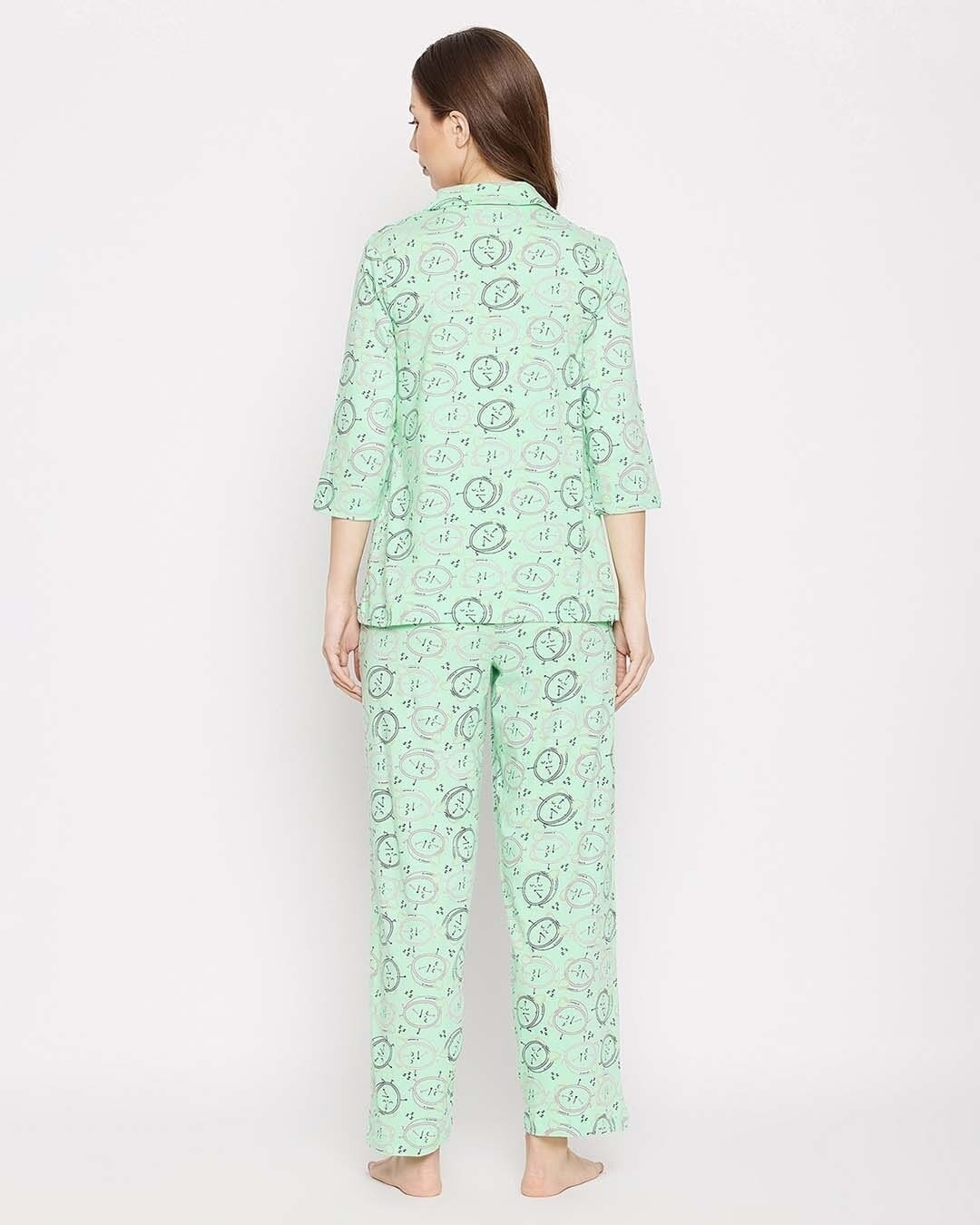 Shop Women's Green Printed Top & Pyjama Set (Pack of 2)-Back