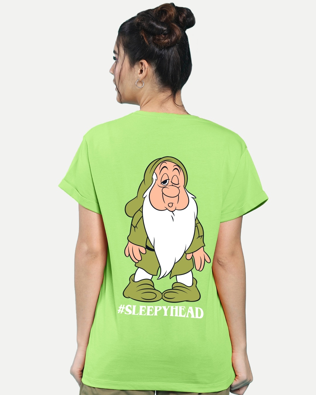 Shop Women's Green Sleepy Head (DL) Boyfriend T-shirt-Design