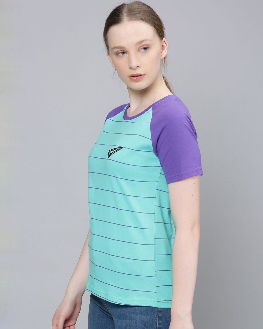 Shop Women's Green Striped T-shirt-Design