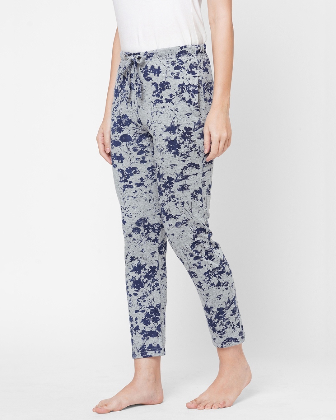 Shop Women's Grey All Over Floral Printed Lounge Pants-Back