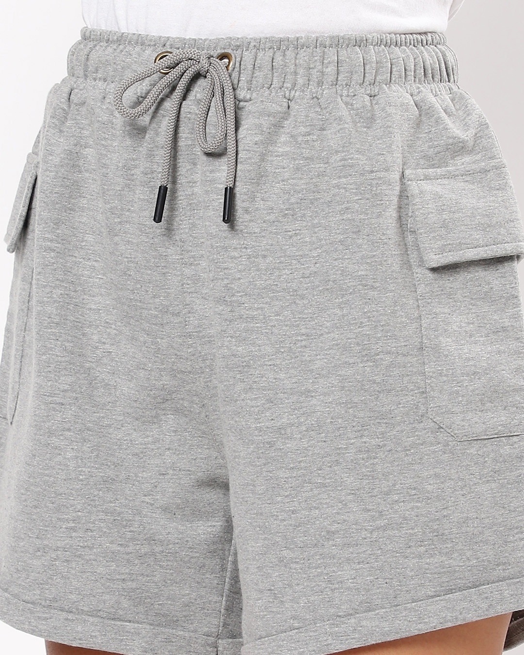 Shop Women's Grey Cargo Pocket Roll Up Shorts