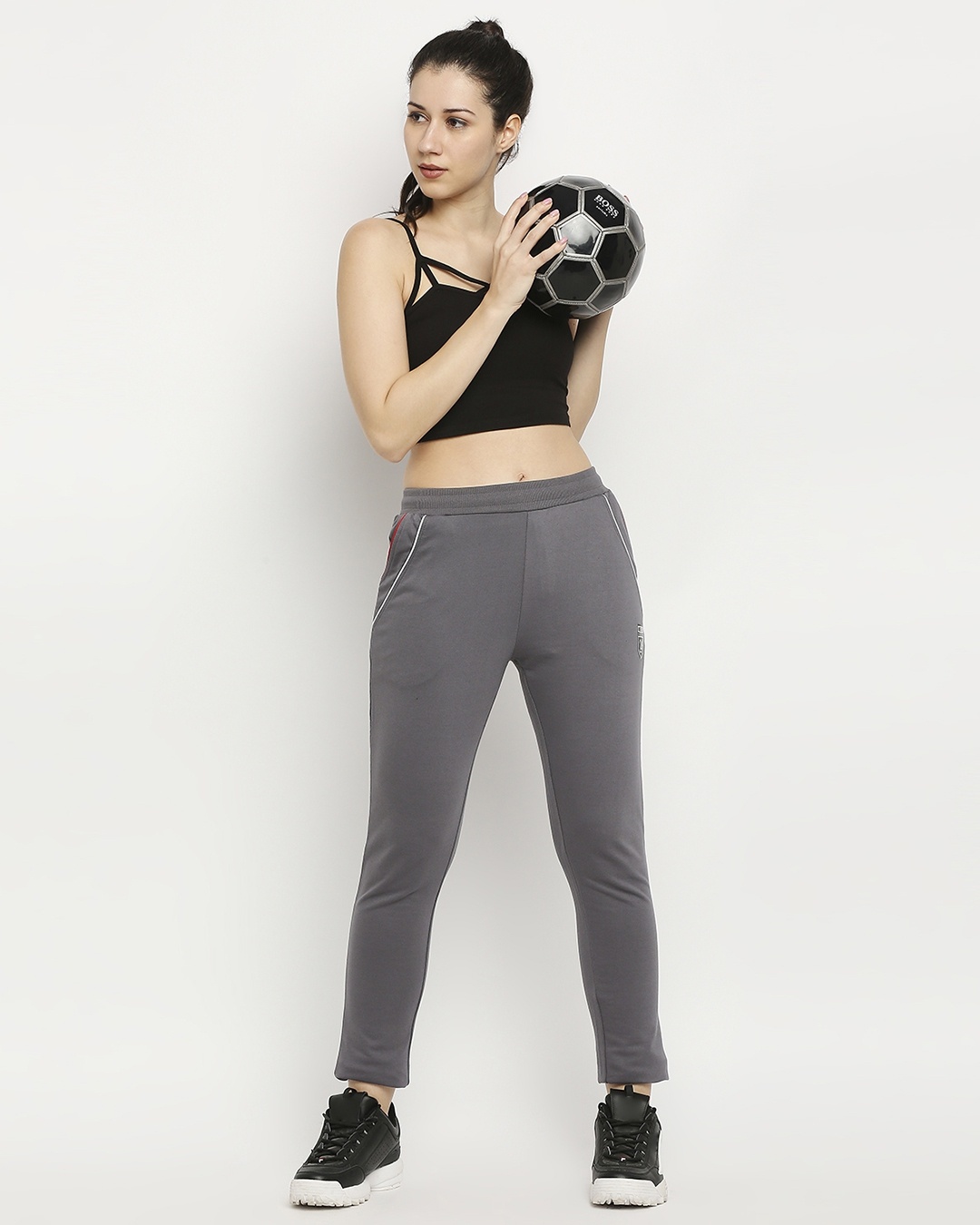 Buy Women's Grey Cotton Track Pants for Women Grey Online at Bewakoof