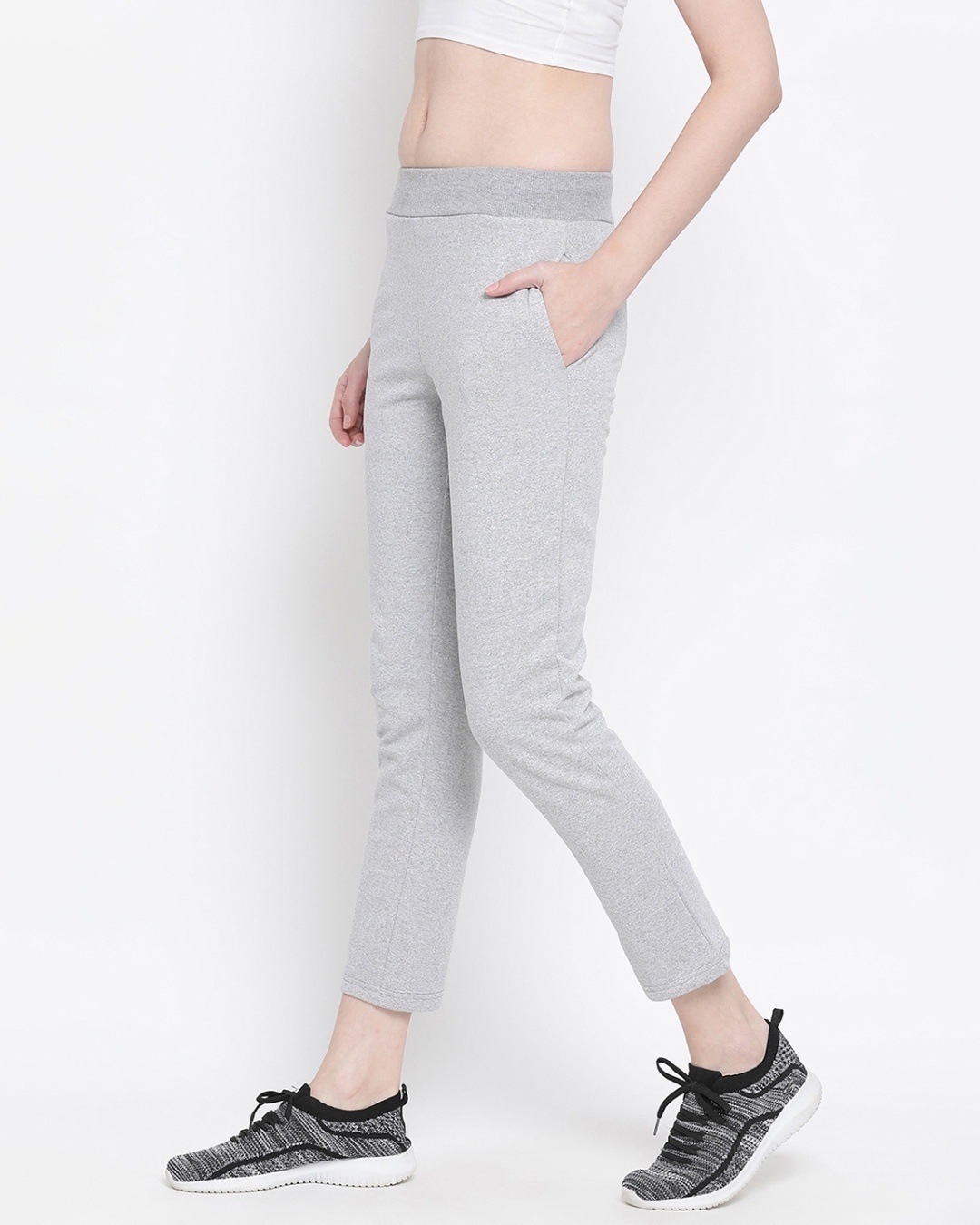 Shop Women's Grey Cotton Track Pants-Back