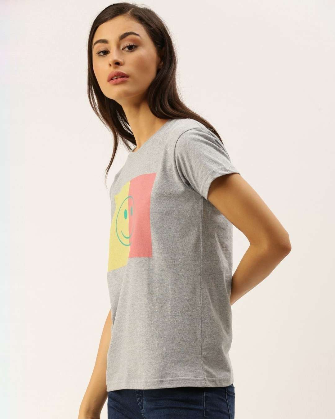 Shop Women's Grey Graphic Print T-shirt-Design