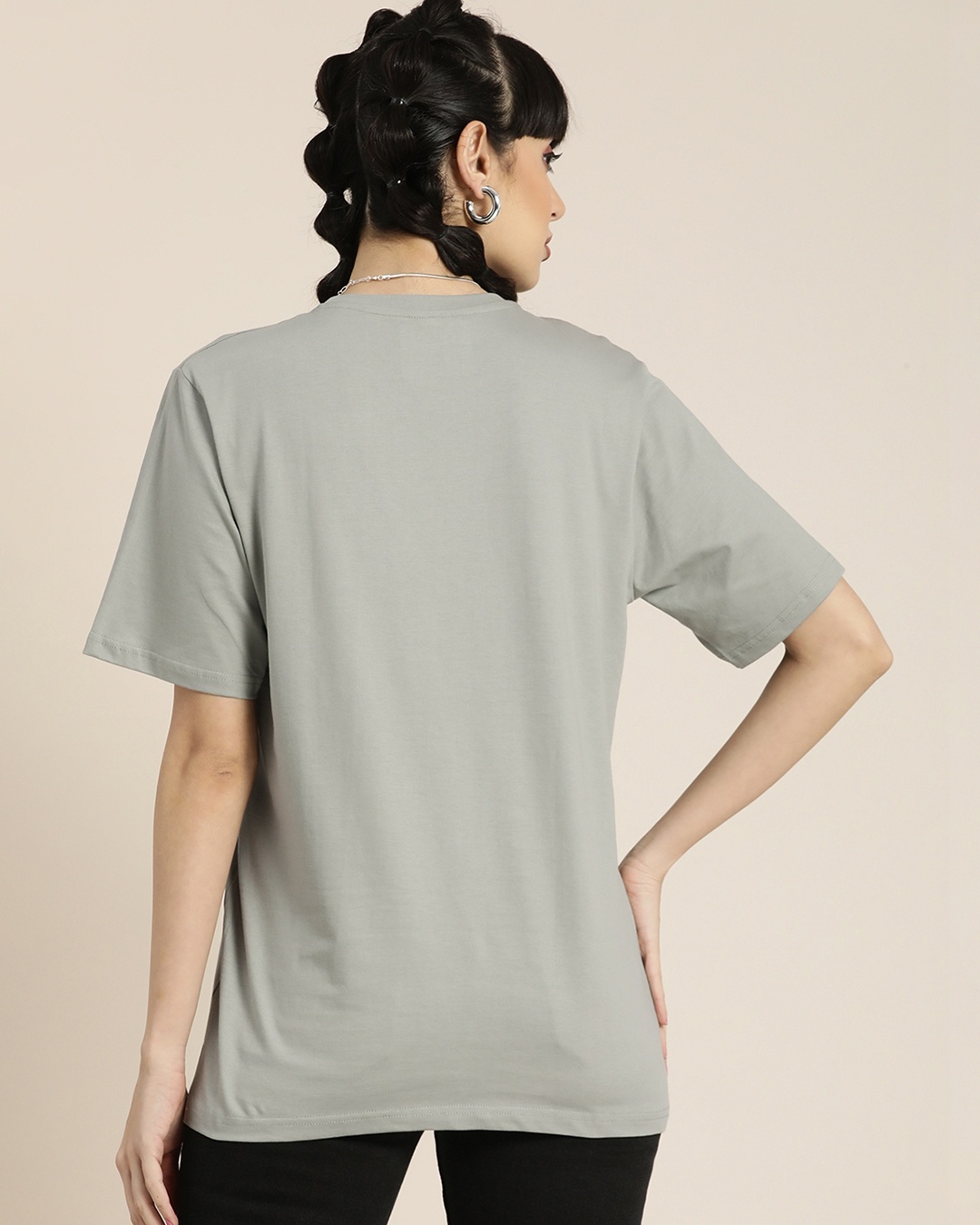 Buy Women's Grey Gratitude Graphic Printed Oversized T-shirt for Women ...