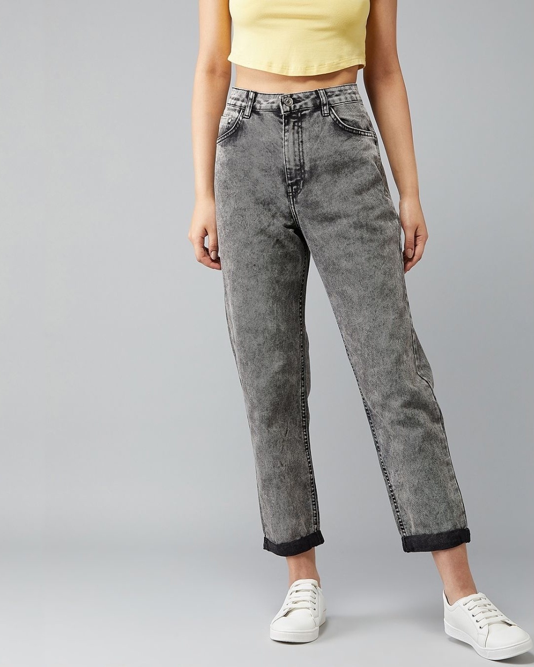 Shop Women's Grey High Rise Slim Fit Jeans-Front