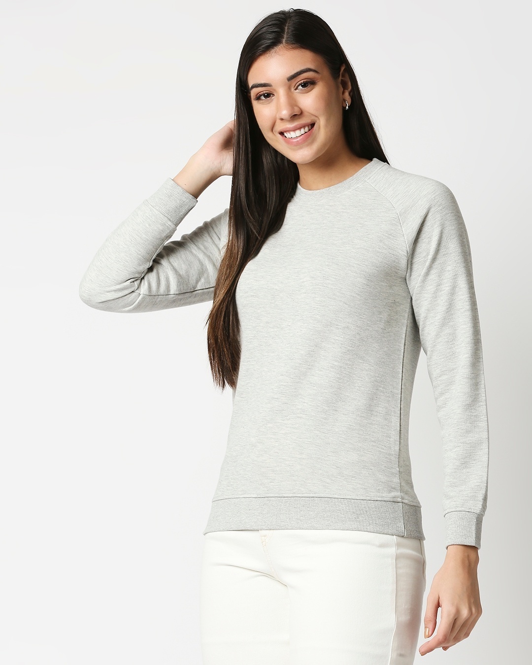 Shop Women's Grey Plus Size Relaxed Fit Sweatshirt-Front
