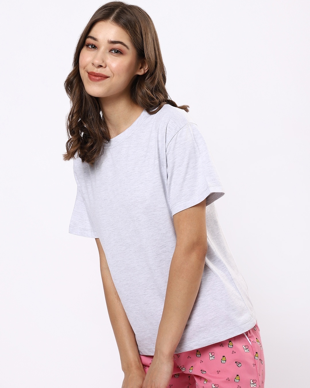 Shop Women's Grey Solid Lounge T-shirt-Design
