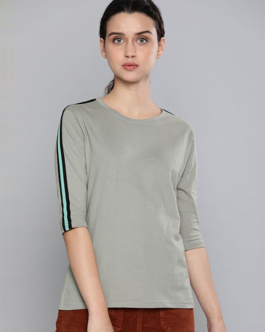 Shop Women's Grey Solid T-Shirt-Front