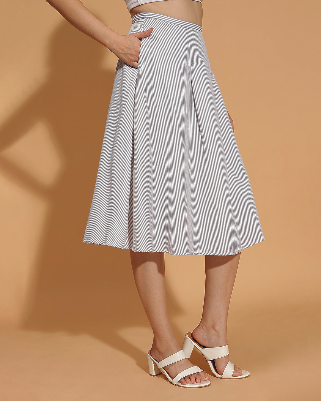 high waisted midi skirt