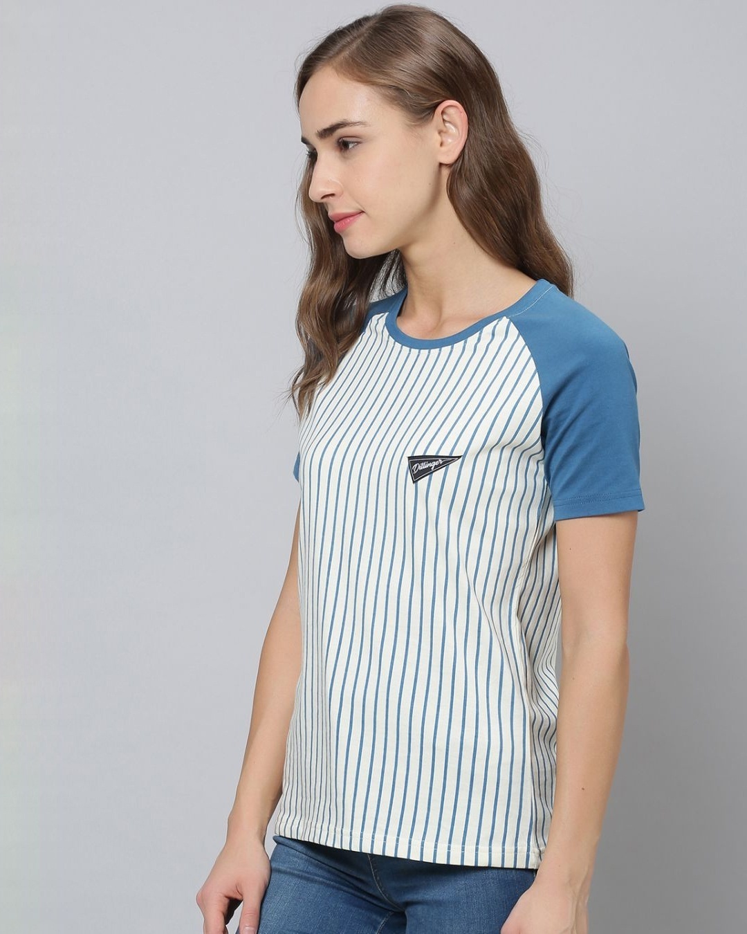 Shop Women's Grey Striped T-shirt-Design