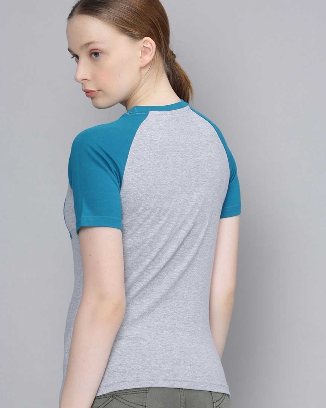 Shop Women's Grey Typographic T-shirt-Back
