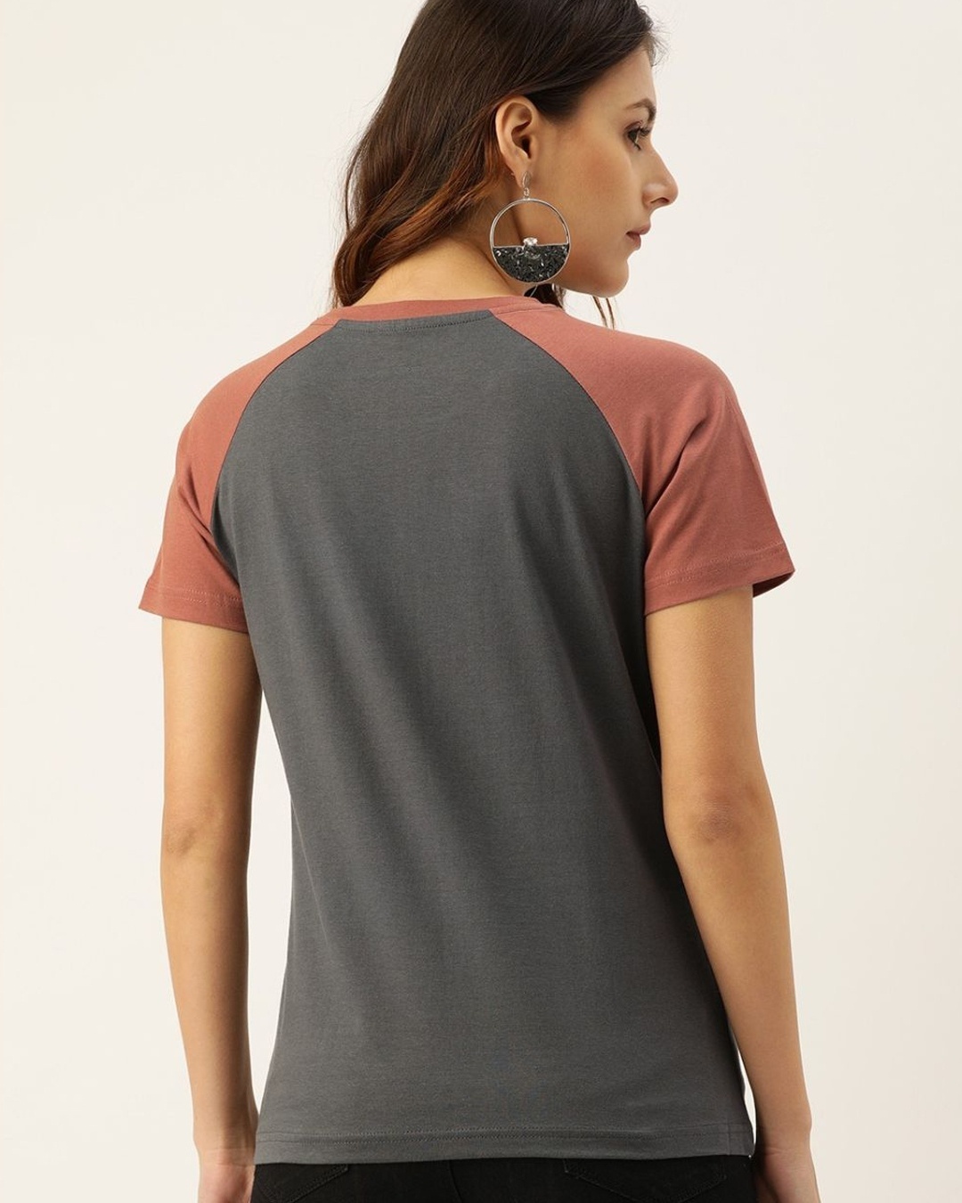 Shop Women's Grey Typographic T-shirt-Back