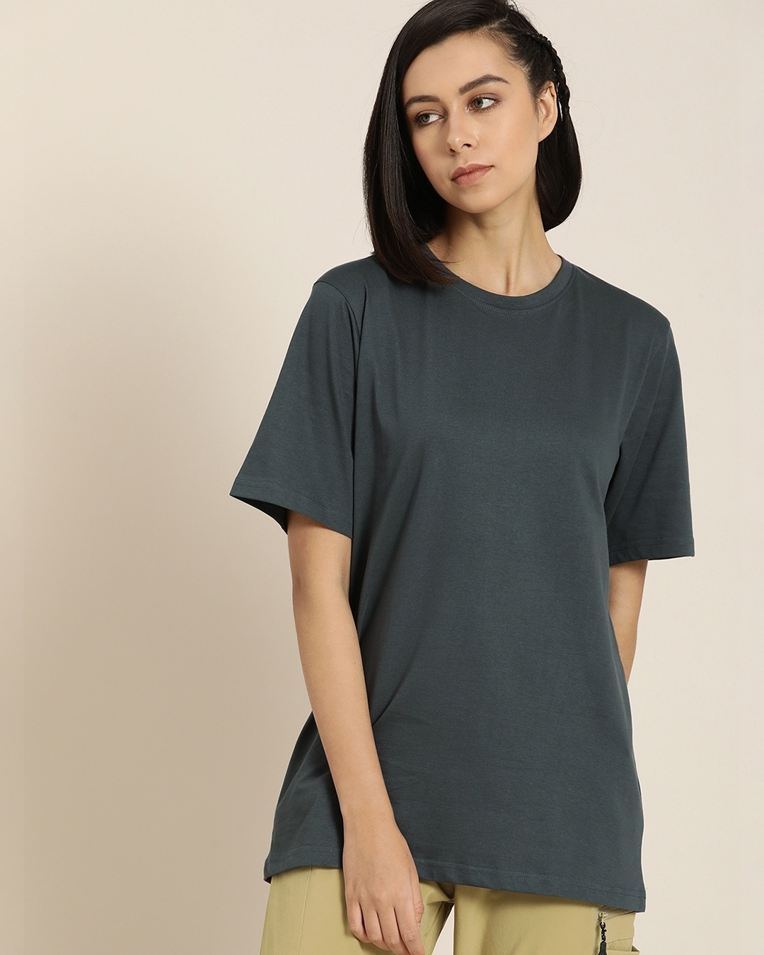 Buy Womens Grey Typography Back Printed Oversized T Shirt For Women Grey Online At Bewakoof 