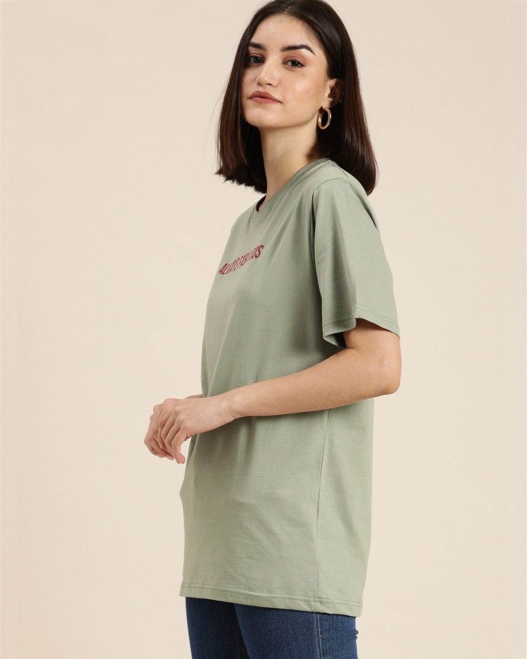 Shop Women's Grey Typography Oversized T-shirt-Design