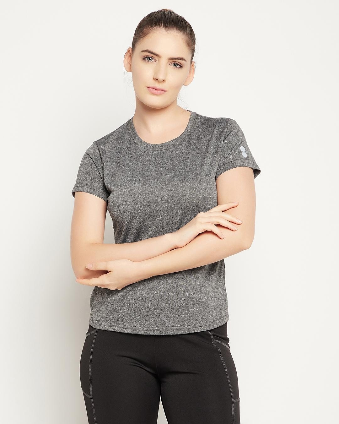 Shop Women's Grey Unstoppable Typography Activewear T-shirt-Front