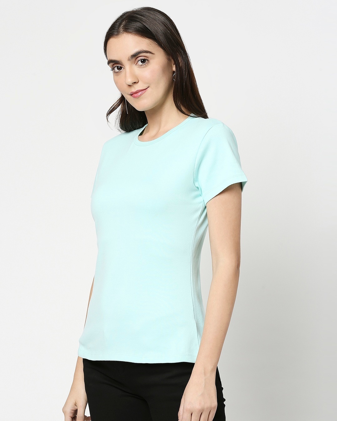 Shop Women's Green Slim Fit Rib T-shirt-Design